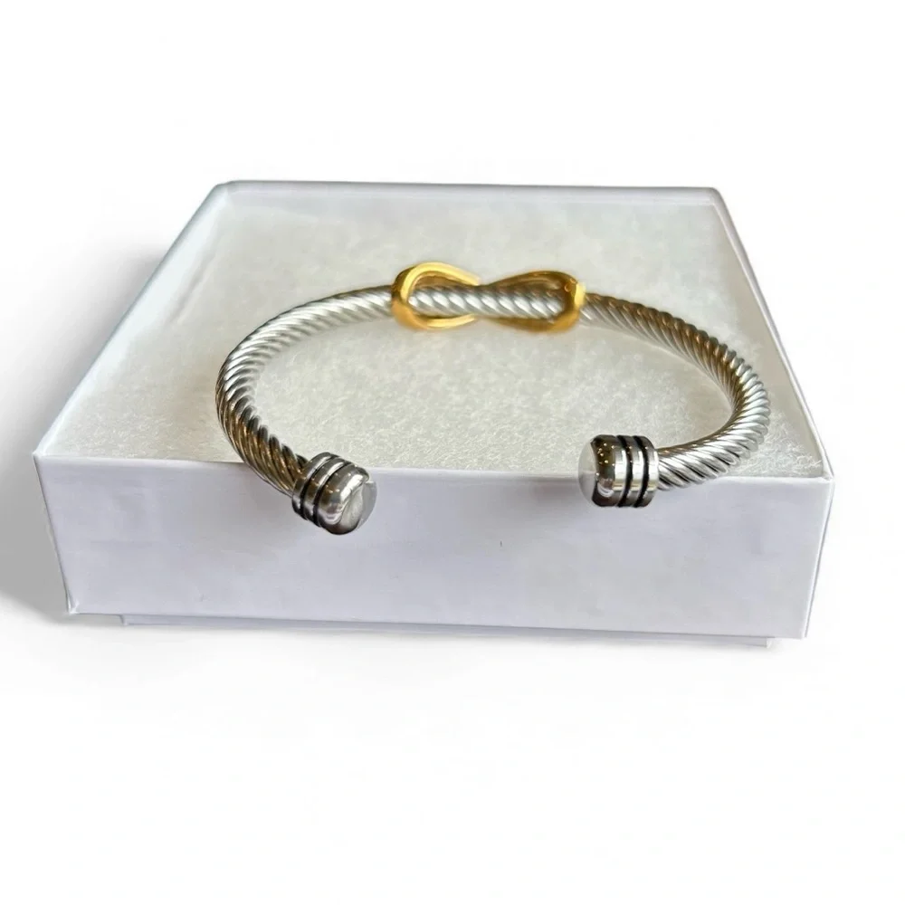 Elegant Silver and Gold Twist Bracelet NWOT